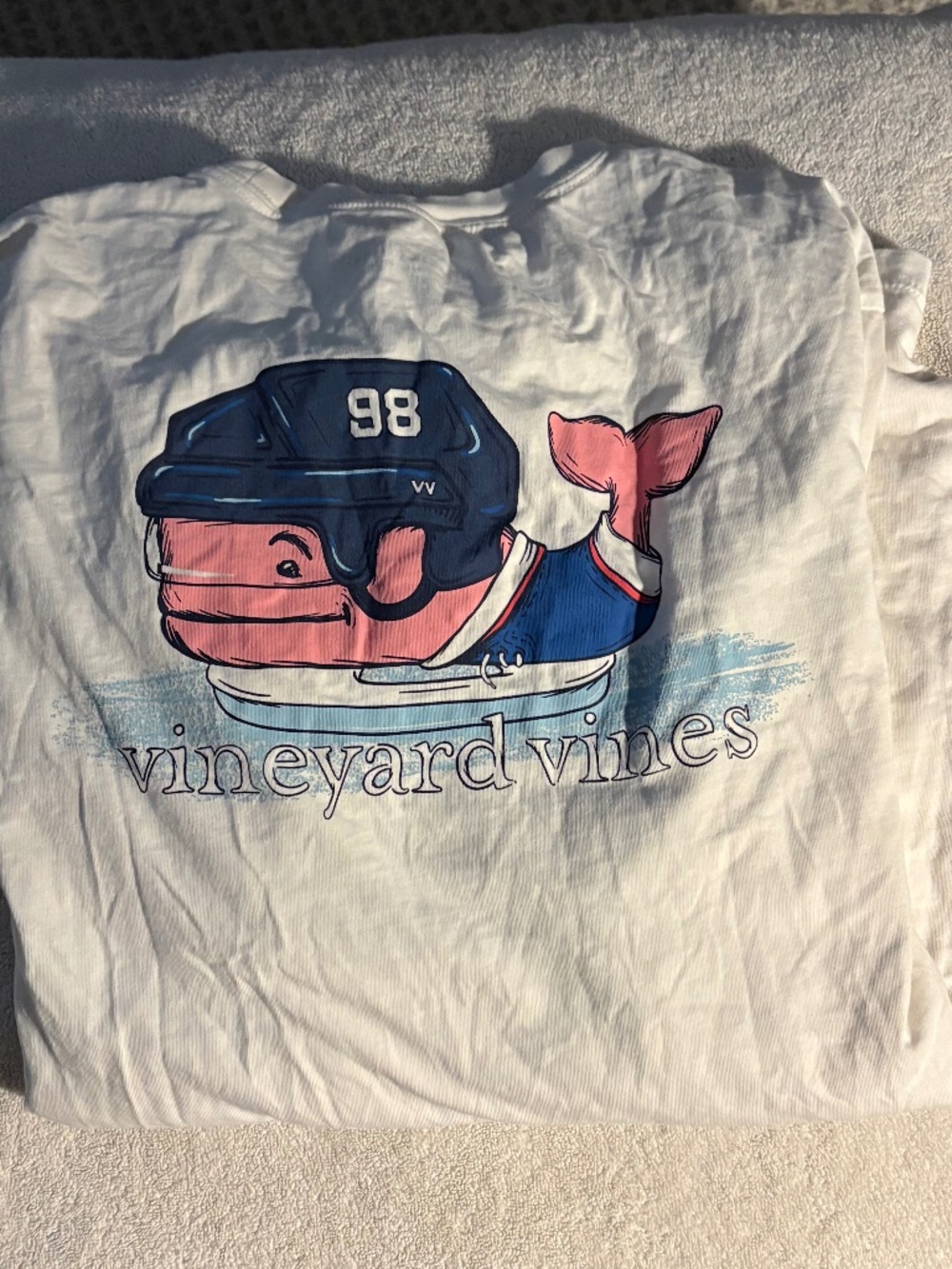 Mens Vineyard Vines long sleeve t shirt white hockey themed size XL